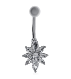 Kadın Çiçek Model Çelik Piercing