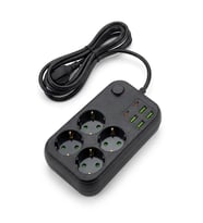 Çoklu Priz Uzatma Kablosu 4 Soket + 4 USB + 2 Type-C – Termal Akım Korumalı, Isıya Dayanıklı, Çocuk