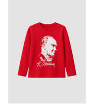 LCW Kids Kırmızı Atatürk Temalı Erkek Çocuk Tişört