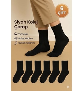 6’lı Unisex Yarım Kolej Spor Çorap Pamuklu – Nefes Alan – Terletmeyen Kolej Çorap
