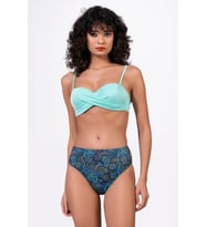 Endeep Kadın Desenli Yüksek Bel Çapraz Detaylı Destekli Bikini Takımı