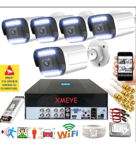 5 li Araç İnsan Yüz Tanımalı Hareket Algılayan 5 MP Lens 12 Warm Led Gece Renkli Kamera Seti 3312W-PLS