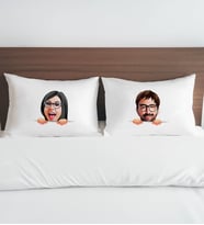 BK Gift Kişiye Özel Karikatürlü Pamuklu 2’li Yastık Kılıfı Seti-3 50x70cm , Sevgiliye Hediye, Ev Hediyesi, Tasarım Ev Tekstili