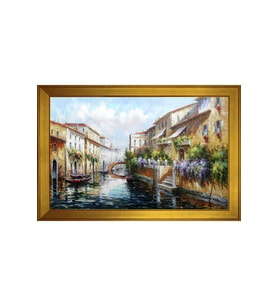 Manzara Temalı Kanvas Tablo 80 x 110 cm Gold Çerçeve