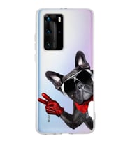 PrintiFy Huawei P40 Pro ile Uyumlu 1mm Slim Fit Köpek 2 050e Baskılı Şeffaf  Kılıf