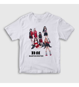 Presmono Unisex Çocuk Beyaz Band K Pop Baby Monster Babymonster T-Shirt 489012tt