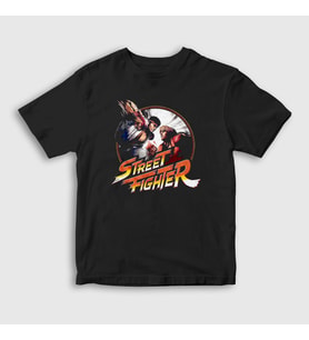 Presmono Unisex Çocuk Siyah Ryu Vs Ken Street Fighter T-Shirt 411272tt