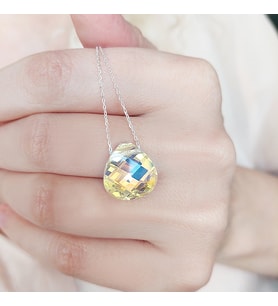 925 Ayar Gümüş Damla Swarovski Taşlı Kolye (Gold)