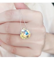 925 Ayar Gümüş Damla Swarovski Taşlı Kolye (Gold)