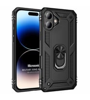 Microsonic Apple iPhone 16 Plus Kılıf Military Ring Holder Siyah (Siyah)