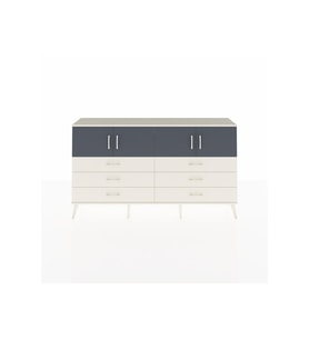 Arges Konsol 2 Raflı 6 Çekmeceli 4 Kapaklı 176x30x99 Aytaşı-Antrasit/Aytaşı