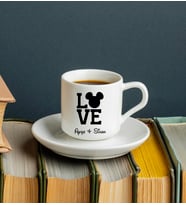 Aşk Love Sevgili Tasarımlı Türk Kahvesi Fincanı Kişiye Özel