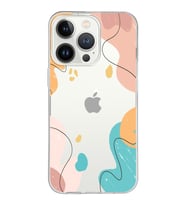 Apple iPhone 13 ProMax Uyumlu Kapak Karışık Renkler Tasarımlı Şeffaf Silikon Kılıf