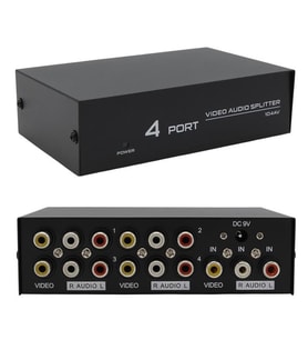 AV-104 4 Port AV CVBS RCA Video Audio Splitter Çoğaltıcı Dağıtıcı