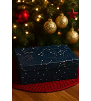 15,5×22,5×8 cm Astroloji Cosmic Temalı Dikdörtgen Lüks Yılbaşı Hediyelik Karton Kutu