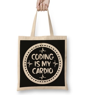 Coding Is My Cardio Fitness Gym Workout Mens Womens 01 Bez Çanta Uzun Saplı