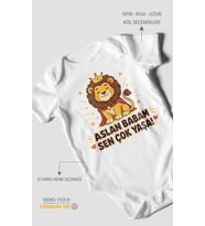 Aslan babam sen çok yaşa! Kısa Kollu Bebek Body %100 Pamuk