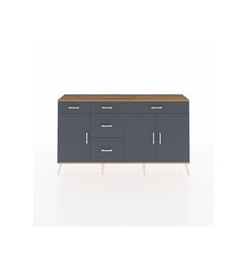Arges Konsol 2 Raflı 5 Çekmeceli 3 Kapaklı 176x30x99 Çam-Antrasit