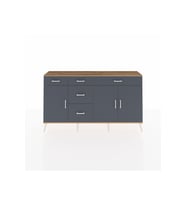 Arges Konsol 2 Raflı 5 Çekmeceli 3 Kapaklı 176x30x99 Çam-Antrasit
