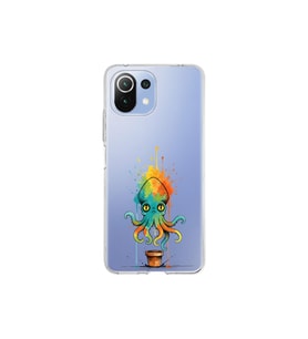 Xiaomi Mi 11 Lite ile uyumlu Splash ahtapot tasarımlı şeffaf silikon kılıf