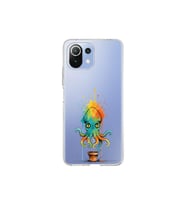 Xiaomi Mi 11 Lite ile uyumlu Splash ahtapot tasarımlı şeffaf silikon kılıf