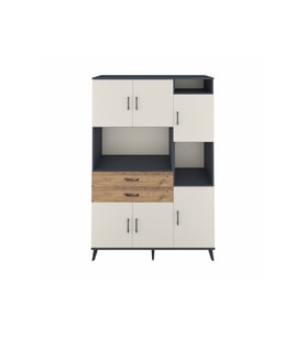Hyperion Dolap 9 Raflı 2 Çekmeceli 6 Kapaklı 132x44x195 Antrasit-Aytaşı/Çam