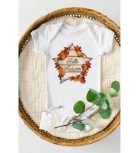 Hello Autumn Özel Tasarım Bebek Zıbın Pamuklu Çıtçıtlı Body