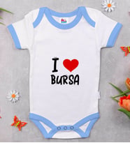BK Kids I Love Bursa Tasarımlı Mavi Bebek Body Zıbın - Model 1