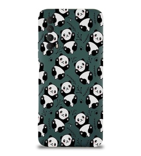 Huawei P Smart 2021 Uyumlu Lansman Kılıf Panda Tasarımlı İçi Kadife Kapak-Yeşil (Şeffaf)
