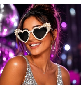 After Party İnci Taşlı Kalp Gözlüğü