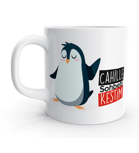 Cahille Sohbeti Kestim Penguen Tasarım Kupa Bardak