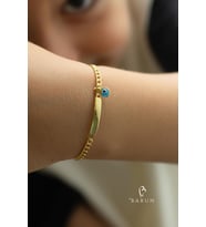 925 Ayar Gümüş Göz Nazar Bebek Kız Çocuk Erkek Çocuk Künye Bileklik (Gold)