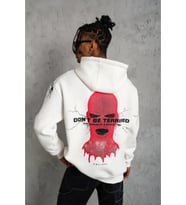 Erkek Maske Baskılı Kapüşonlu Sweat - Beyaz