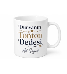 Dünyanın En Tonton Dedesi Yazılı Seramik Kahve Kupası Hediyelik Bardak Dedeye Hediye