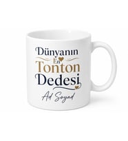 Dünyanın En Tonton Dedesi Yazılı Seramik Kahve Kupası Hediyelik Bardak Dedeye Hediye