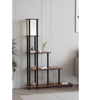 Escaleras Raflı Kitaplık Lambader Ceviz