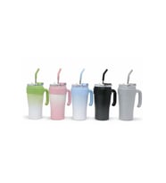 Kişiye Özel Isı Muhafazalı Kulplu Ve Pipetli Çelik Termos Kupa - 10.5x21cm