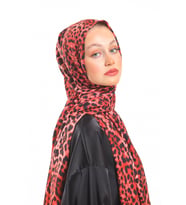 Leopar Desen Modal Seri Şal Eşarp Askısı İle Birlikte 75x200 Kiremit Bordo-75x20