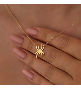 Kişiye Özel Örümcek Figürlü Kolye 925K Gümüş (Gold)