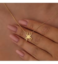 Kişiye Özel Örümcek Figürlü Kolye 925K Gümüş (Gold)