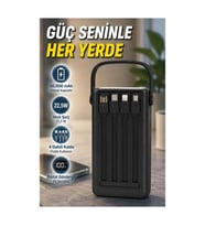 50.000 mAh Powerbank – 22,5 W Hızlı Şarj 4 Dahili Kablolu LED Aydınlatmalı