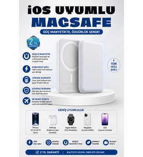 MagSafe 15W Kablosuz Hızlı Şarj Destekli Taşınabilir Batarya