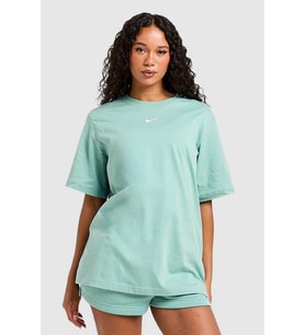 Nike Sportswear Organic Cotton Loose Fit T-shirt Kadın Nakış Swooslu Bol Kesim Tişört Yeşil
