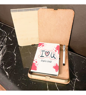 I Love You Ahşap Kutulu Defter Kalem Set