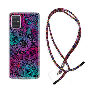 Samsung a71 A72 A73 A7 A9 2018 C7 C9 Kılıf Boyun Asklı Rasta Silikon Colurful Mandala 1667