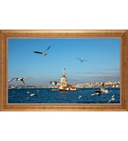 Çerçeveli Paspartulu Manzara Tablo bm1632 (Gold)