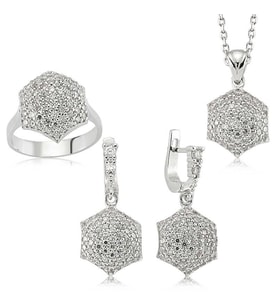 Gümüş Zirkon Taşlı Bayan Set