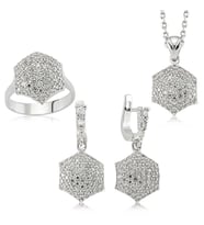 Gümüş Zirkon Taşlı Bayan Set