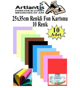 Fon Kartonu 10 Lu 25x35 Cm 10 Paket Artlantis 10 Renk Fon Kartonu 25x35 Okul Sınıf Kreş Anasınıfı