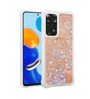 Xiaomi Redmi Note 11 Global Kılıf Milce Simli Pullu Yüzüklü Kılıf (Gold)